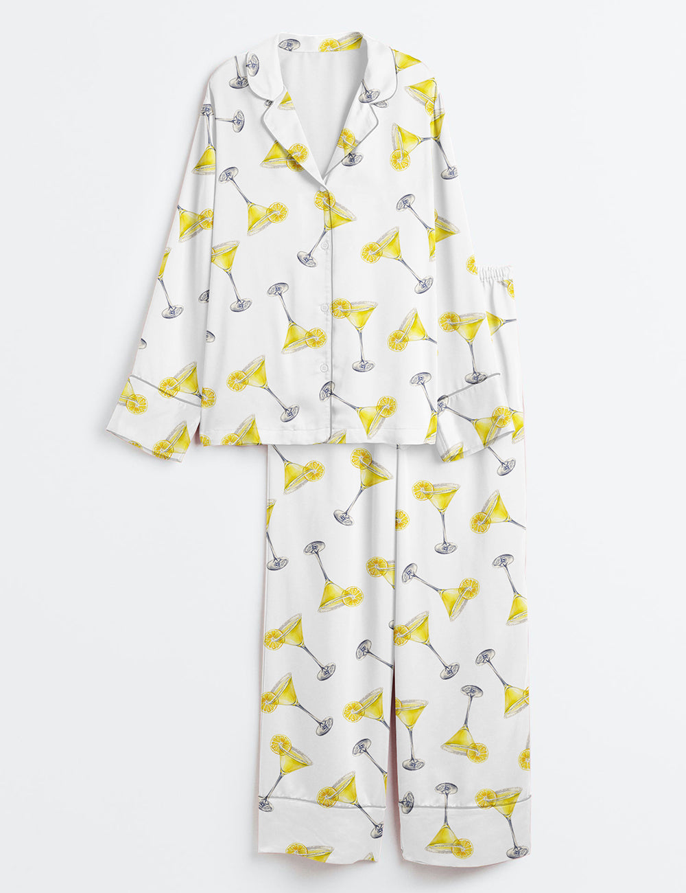 Women’s Lemon Drop Martini Long Sleeve Satin Pajama Set