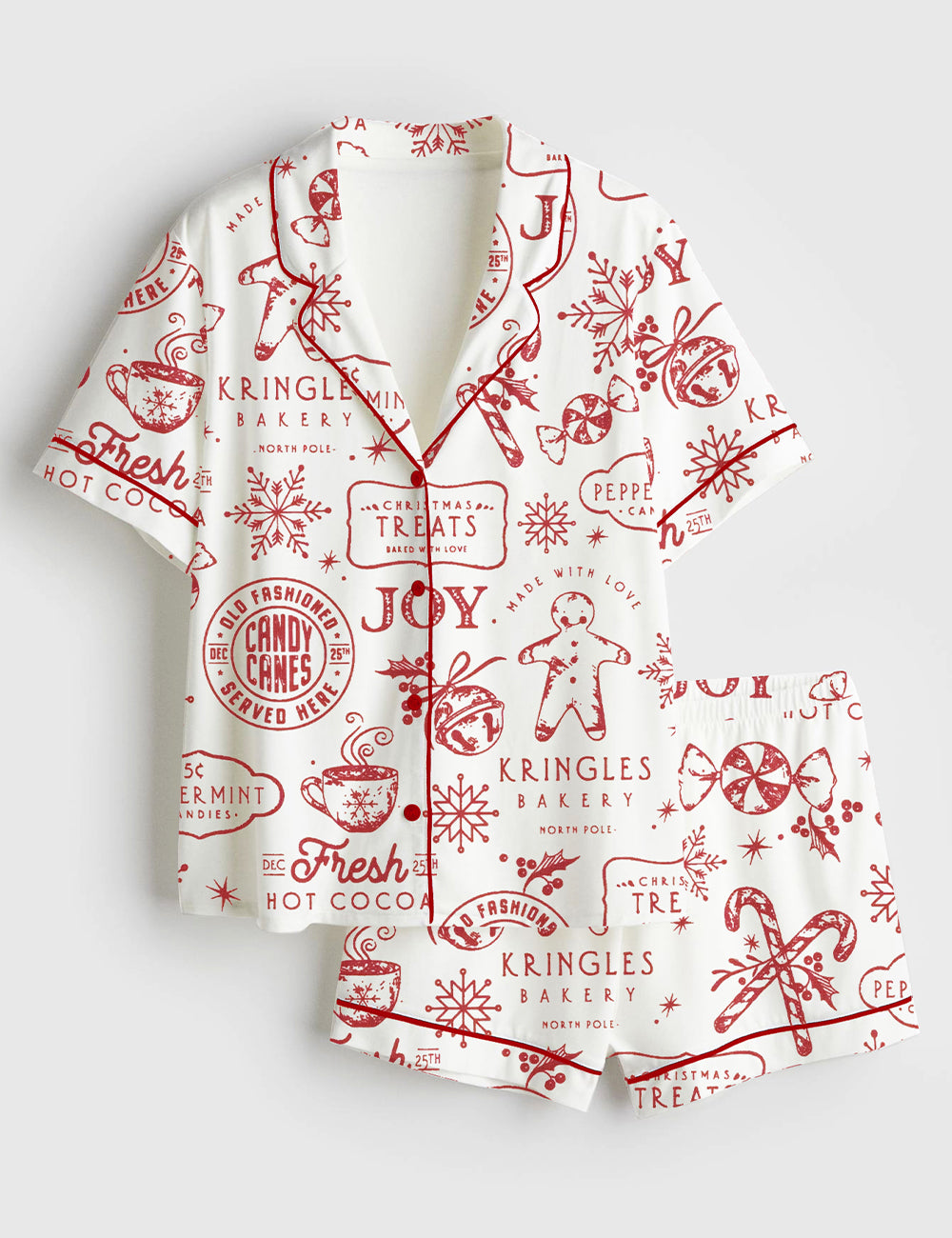 Women’s Merry Little Christmas Treats Cookies Short Sleeve Satin Pajama Set