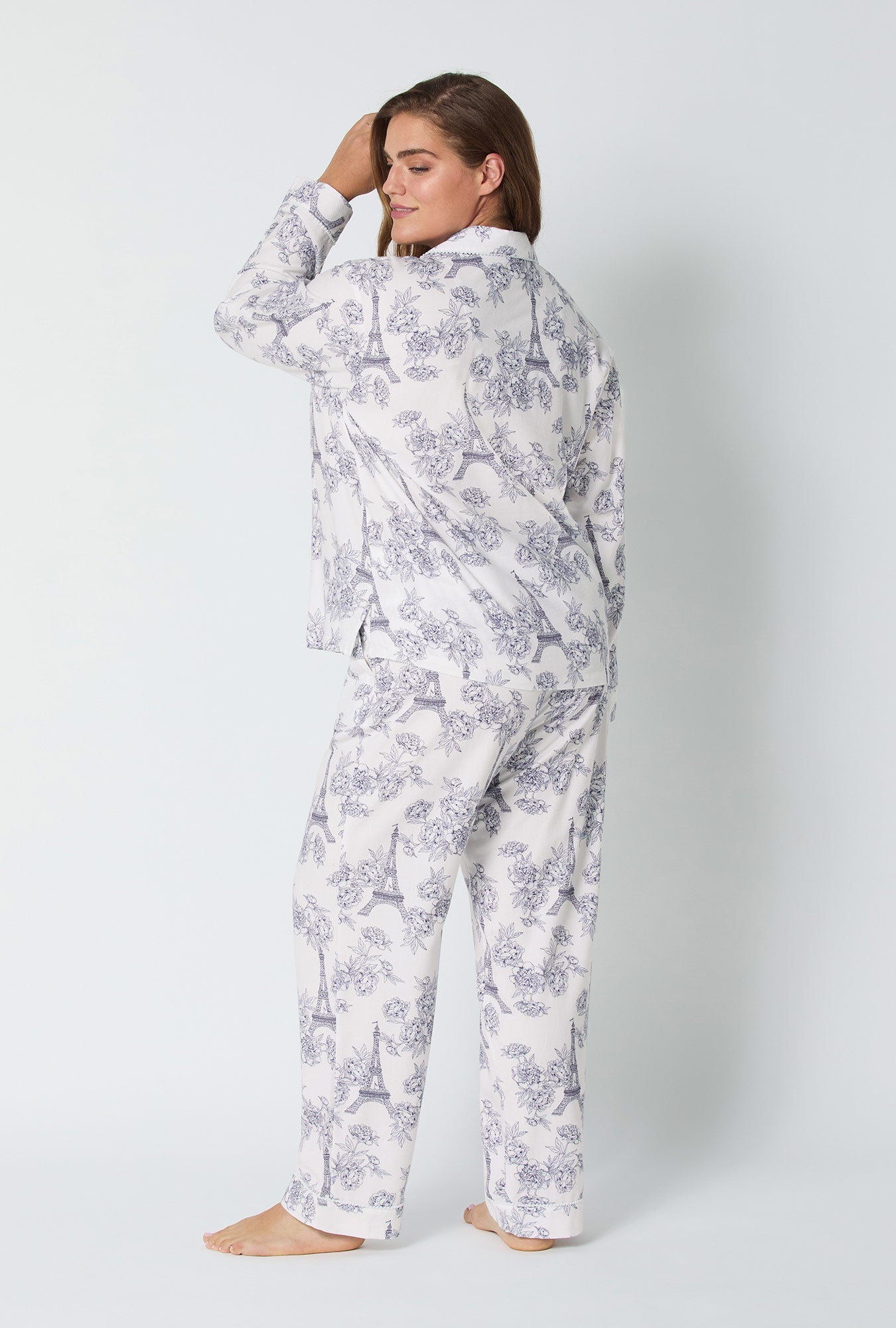 La Belle Eiffel Long Sleeve Classic Woven Portuguese Flannel PJ Set