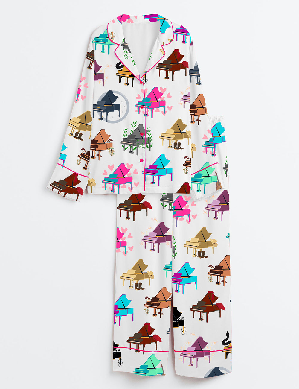 Women's Eras Tour Pianos Long Sleeve Satin Pajama Set