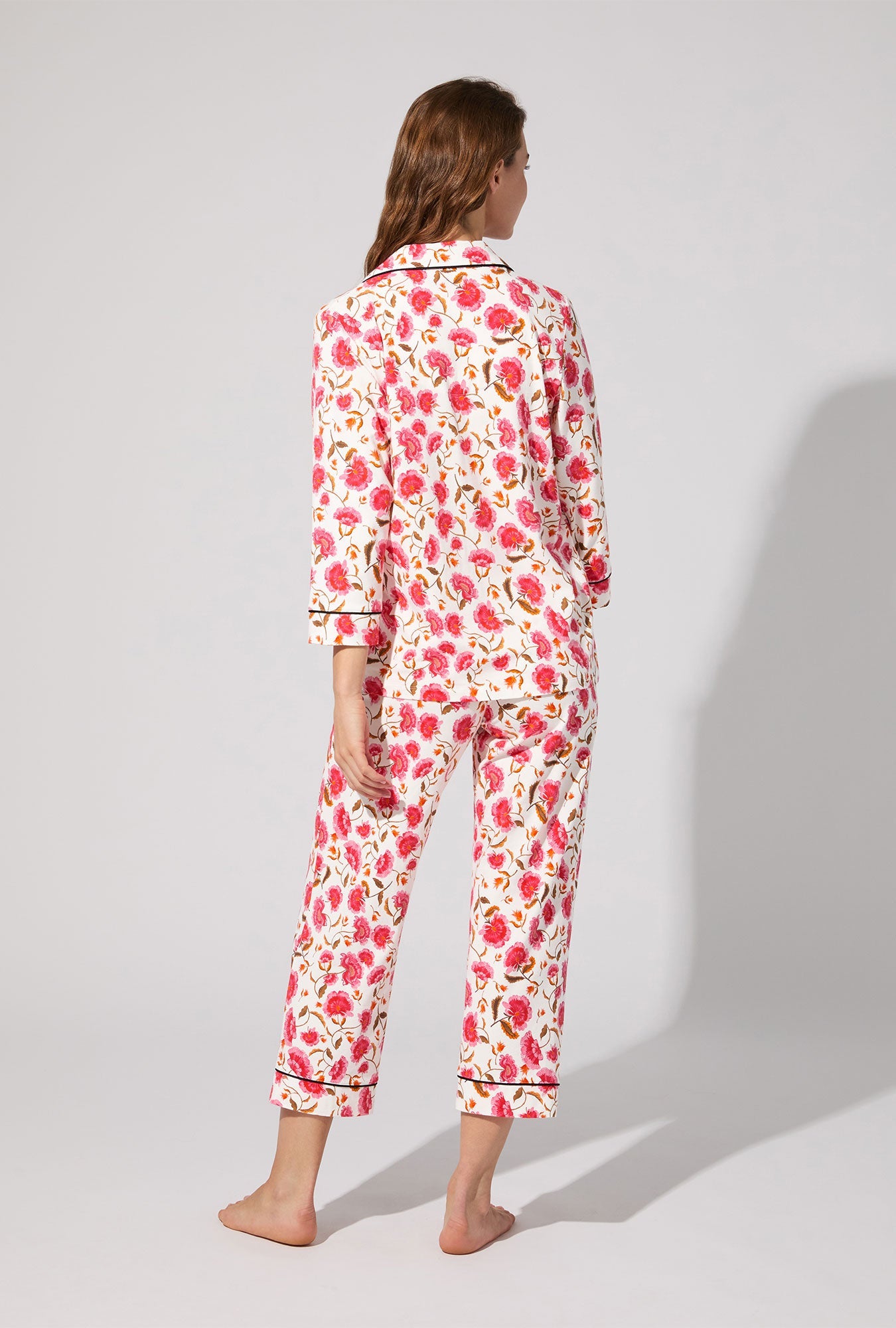 Fantasia Floral 3/4 Sleeve Classic Stretch Jersey Cropped PJ Set