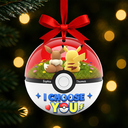 Cartoon Couple Christmas Ornament - Personalized Gifts For Couple