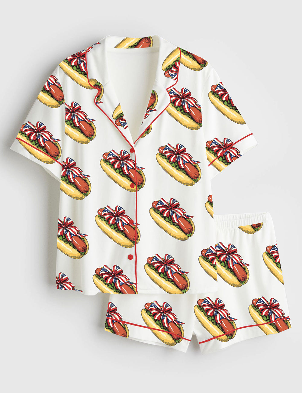 Women’s You Look Like The 4th Of July Hot Dog Short Sleeve Satin Pajama Set