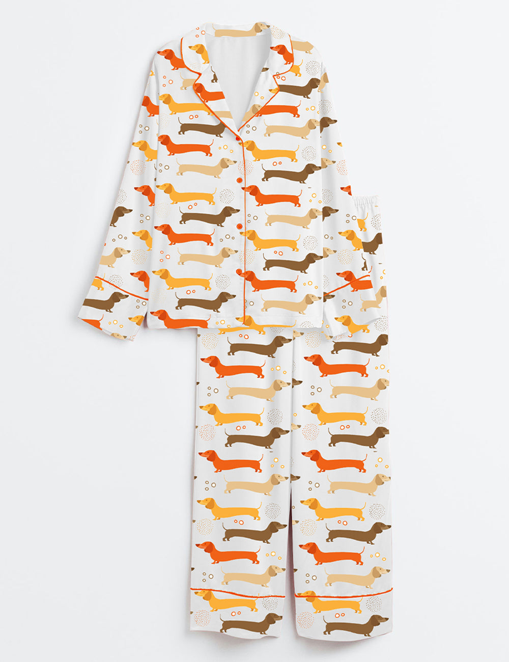 Women's Dachshund Dog Long Sleeve Satin Pajama Set