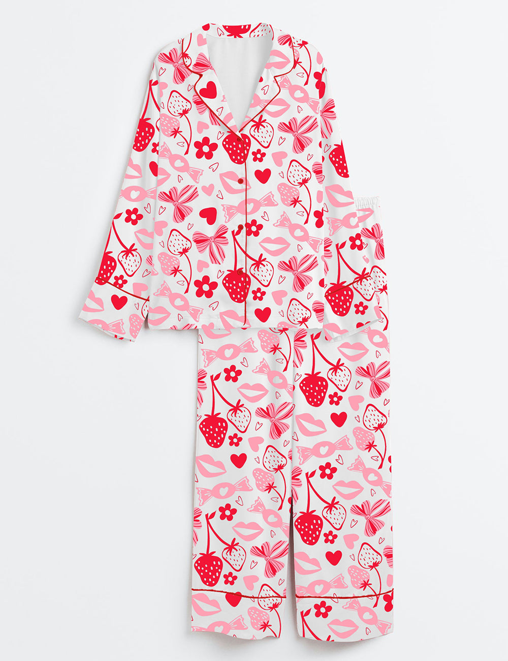 Women's Valentine's Day Art Long Sleeve Satin Pajama Set