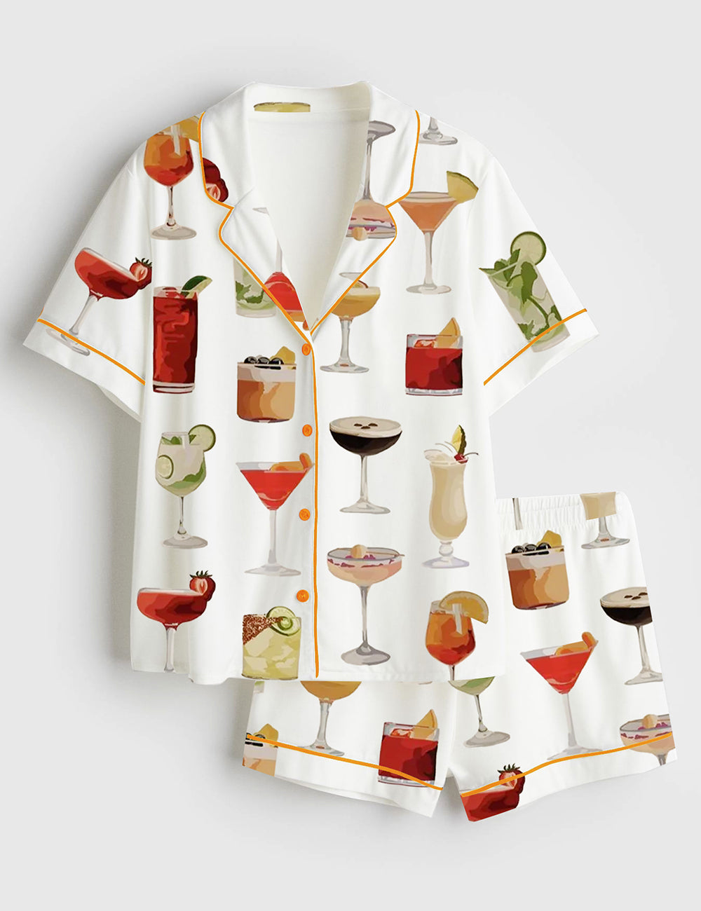 Women’s Cocktail Lovers Short Sleeve Satin Pajama Set