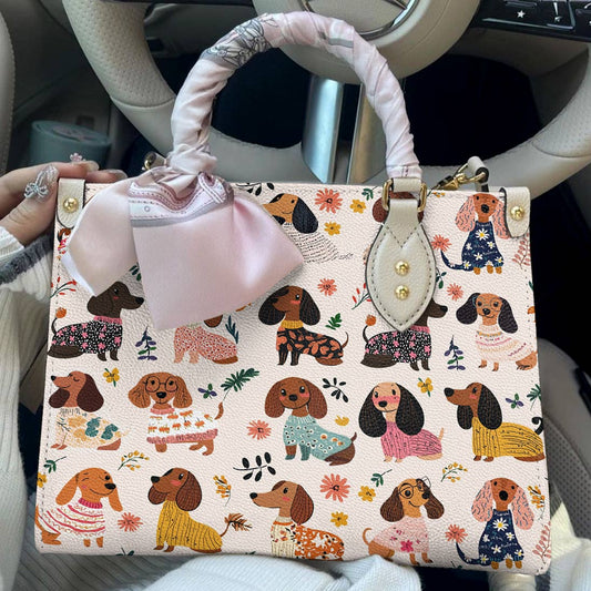 Dachshund Leather Bag Wagging In Bloom