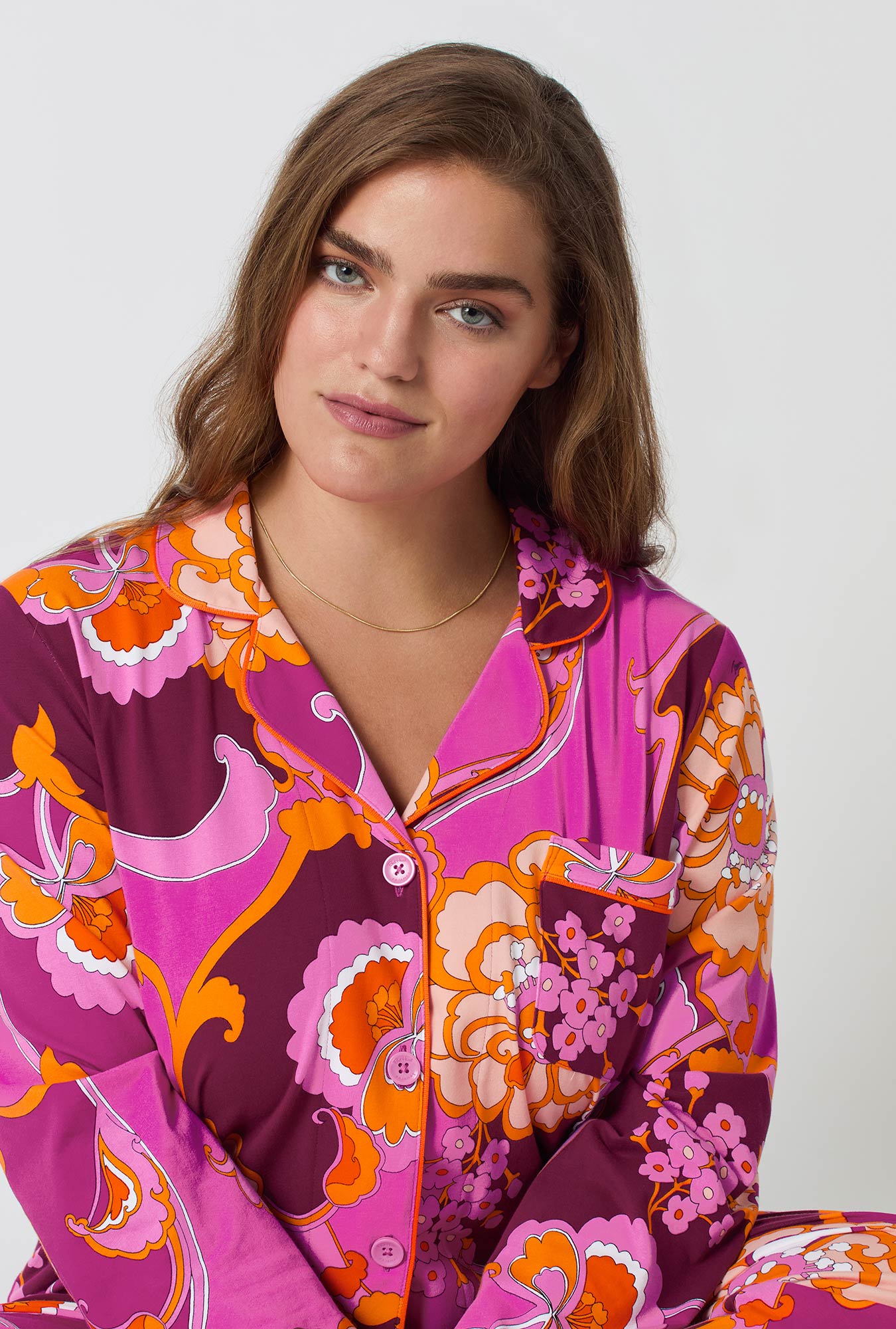 BedHead X Trina Turk Apache Plume Long Sleeve Classic Stretch Jersey Pj Set