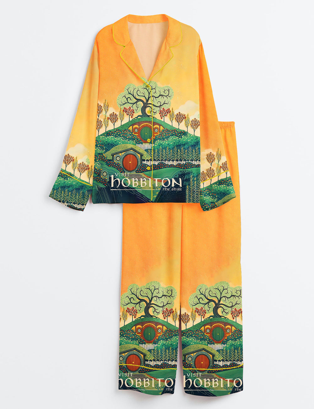 Women’s Lords Of The Rings The Shire Long Sleeve Satin Pajama Set