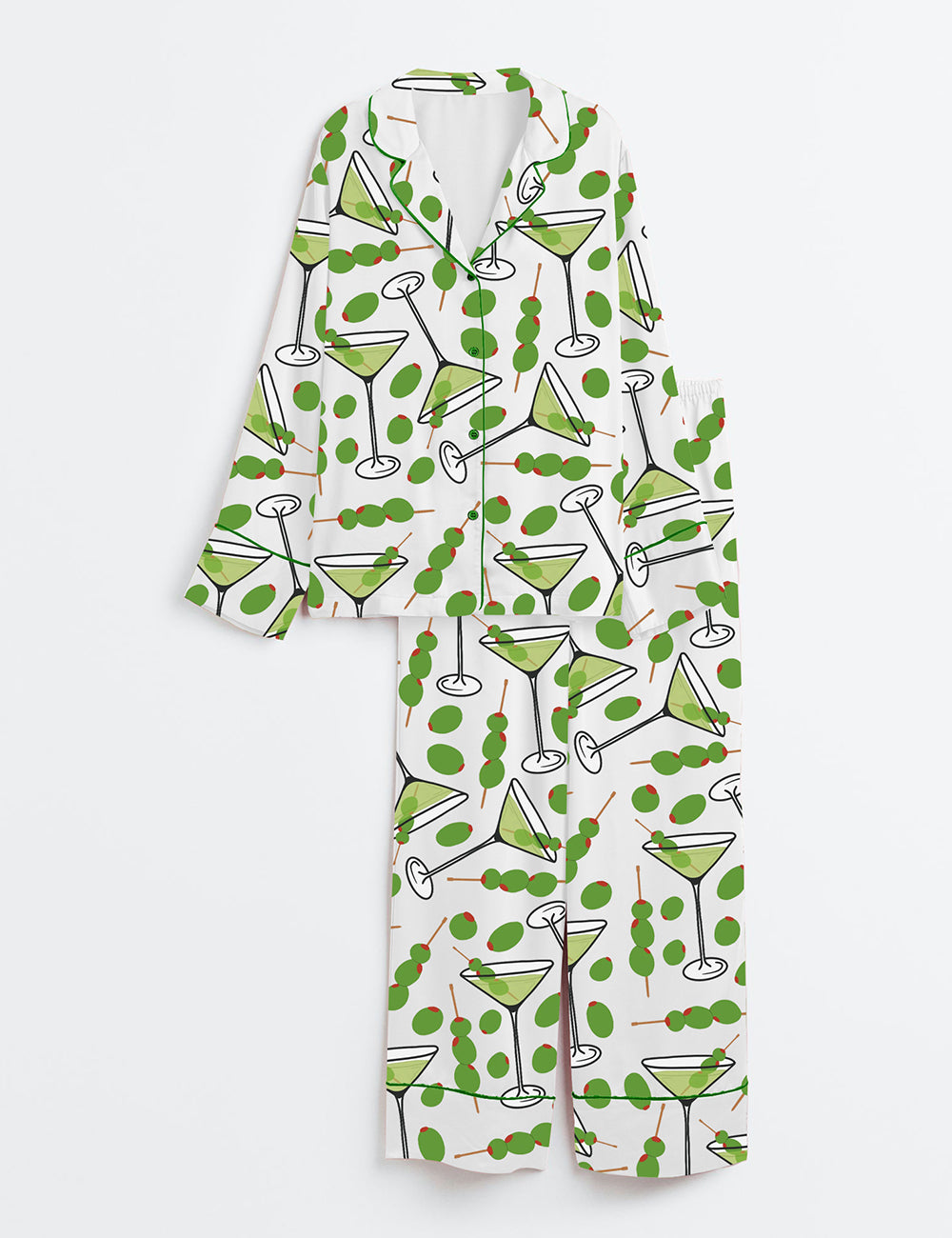 Women's Martini Long Sleeve Satin Satin Pajama Set