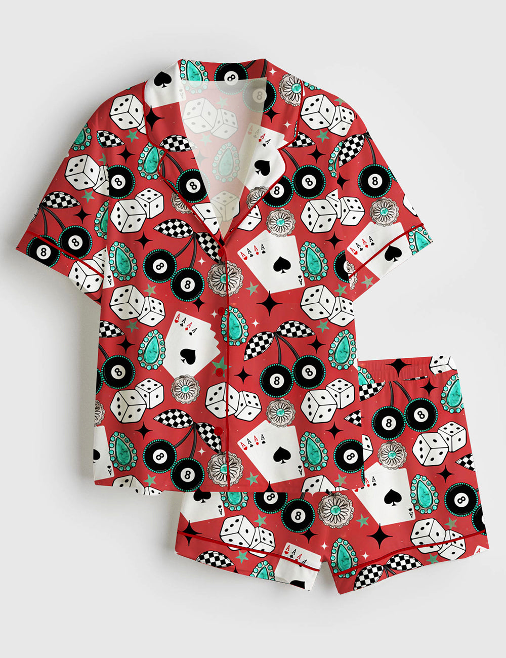 Women’s Western Art Print Short Sleeve Satin Pajama Set