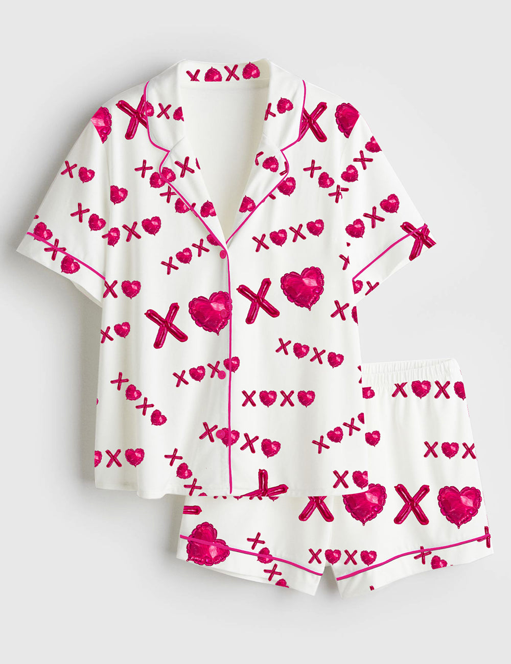 Women's Valentine's Vibes Short Sleeve Satin Pajama Set