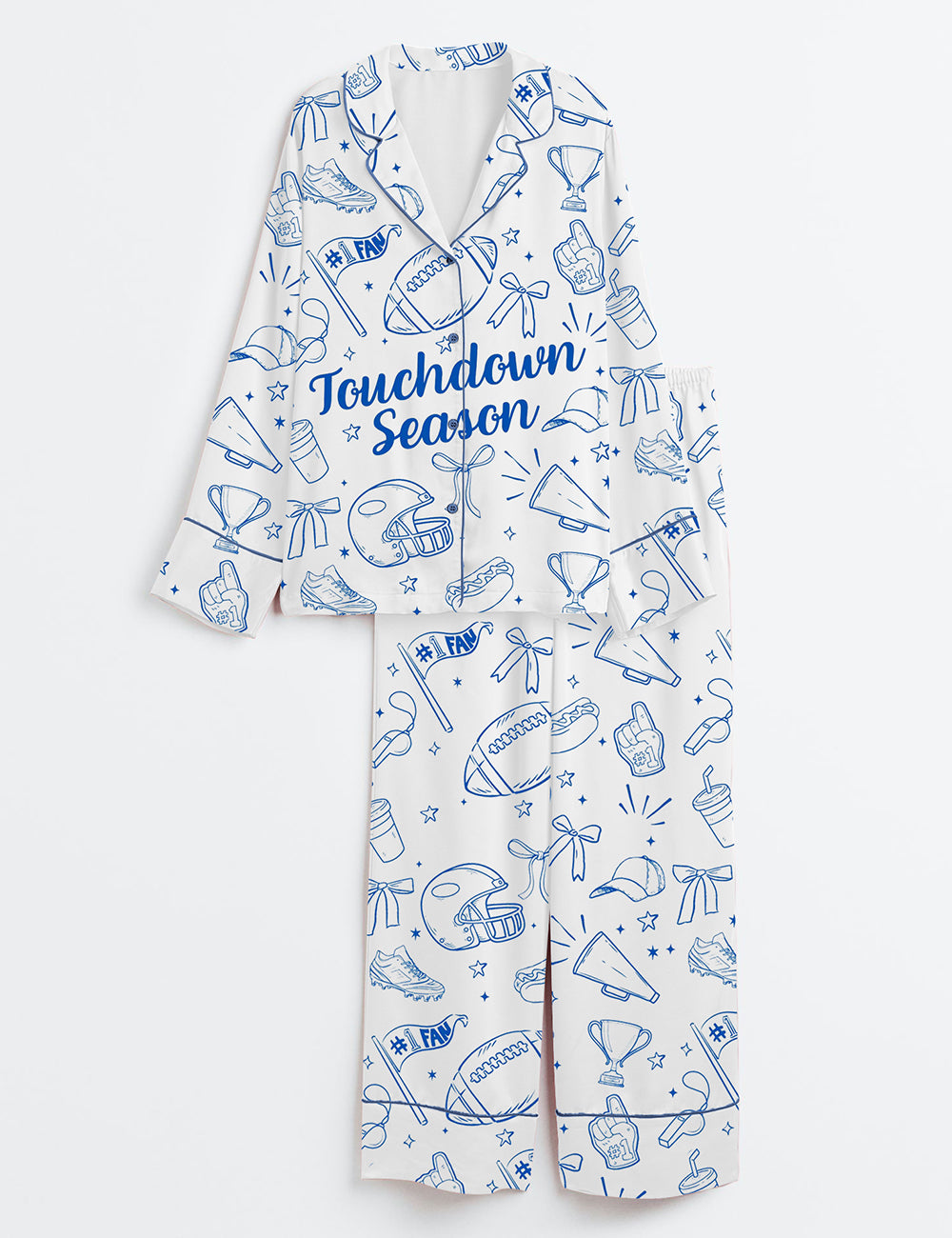 Women’s Football Touchdown Season Long Sleeve Satin Pajama Set