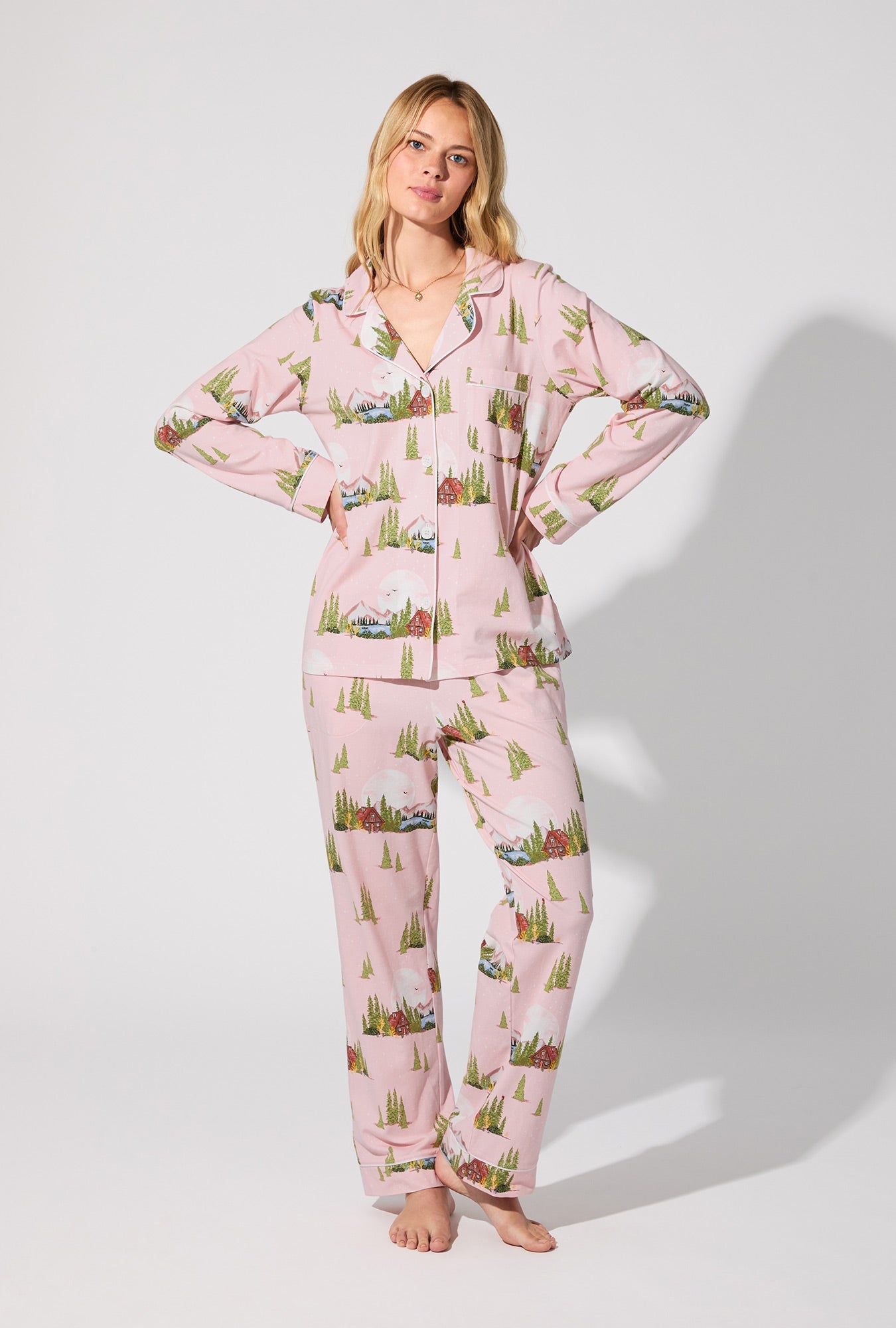 Pine Lake Long Sleeve Classic Stretch Jersey PJ Set