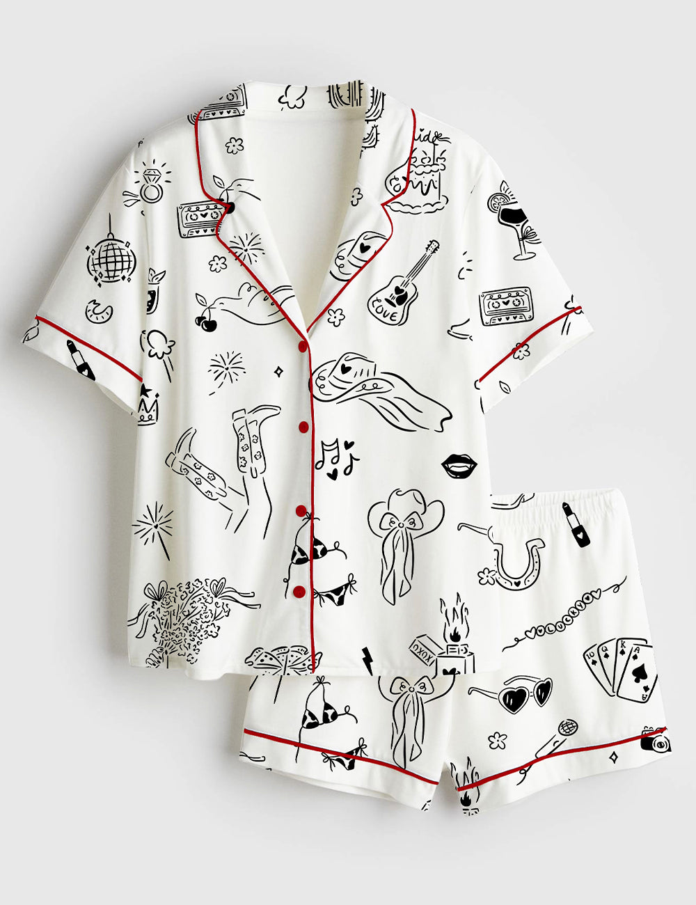 Women's Western Cowgirl Bachelorette Party Short Sleeve Satin Pajama Set