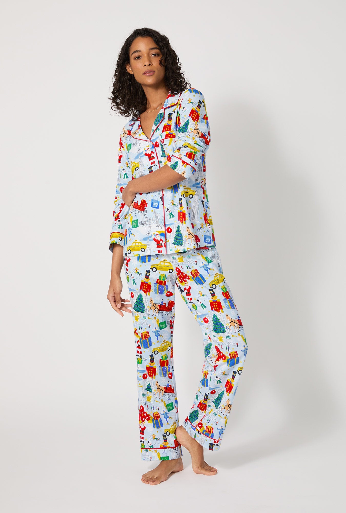 A City Christmas Long Sleeve Classic Stretch Jersey Pj Set