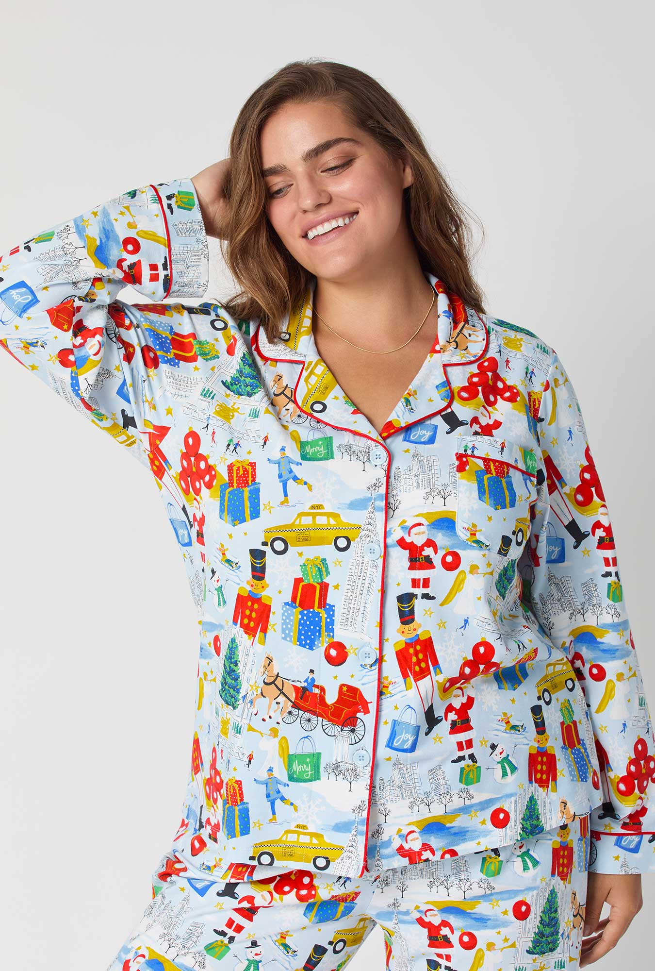 A City Christmas Long Sleeve Classic Stretch Jersey Pj Set