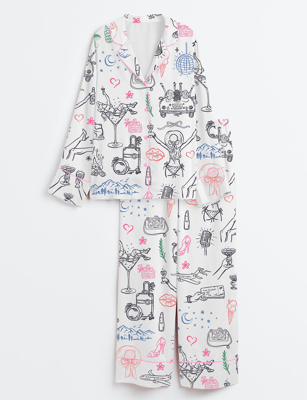 Women’s Girl's Trip Bachelorette Party Travel Long Sleeve Satin Pajama Set