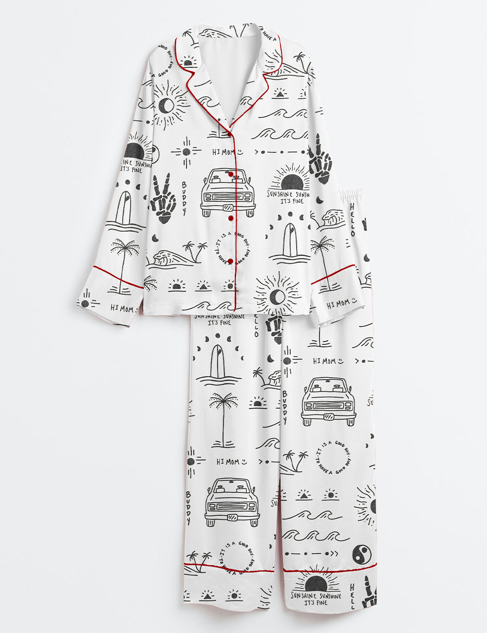 Women’s Kind Of Day Long Sleeve Satin Pajama Set