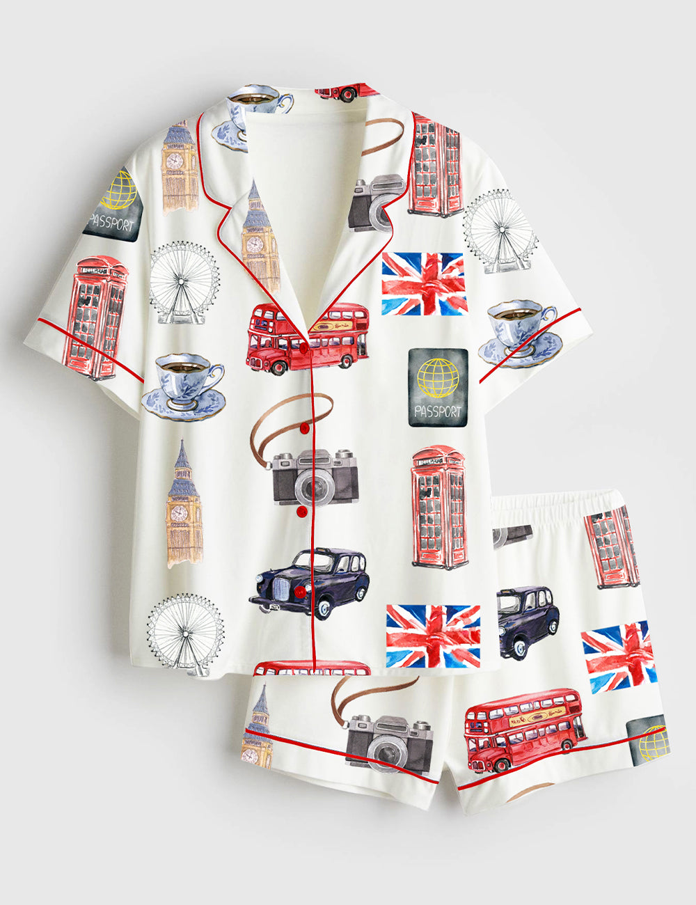 Women’s London Travel Short Sleeve Satin Pajama Set