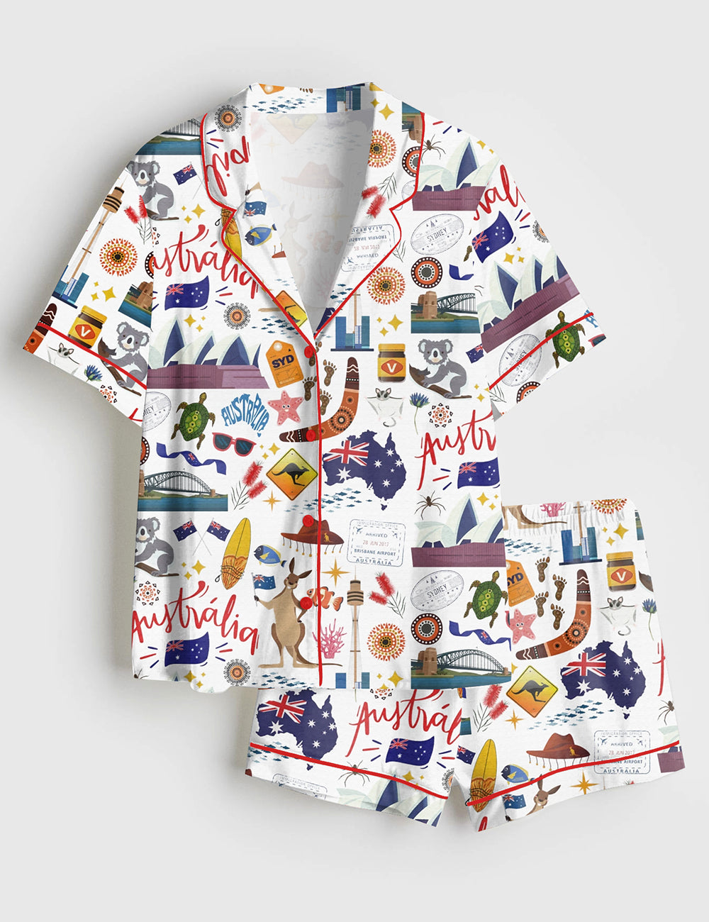 Women’s Australia Travel Short Sleeve Satin Pajama Set