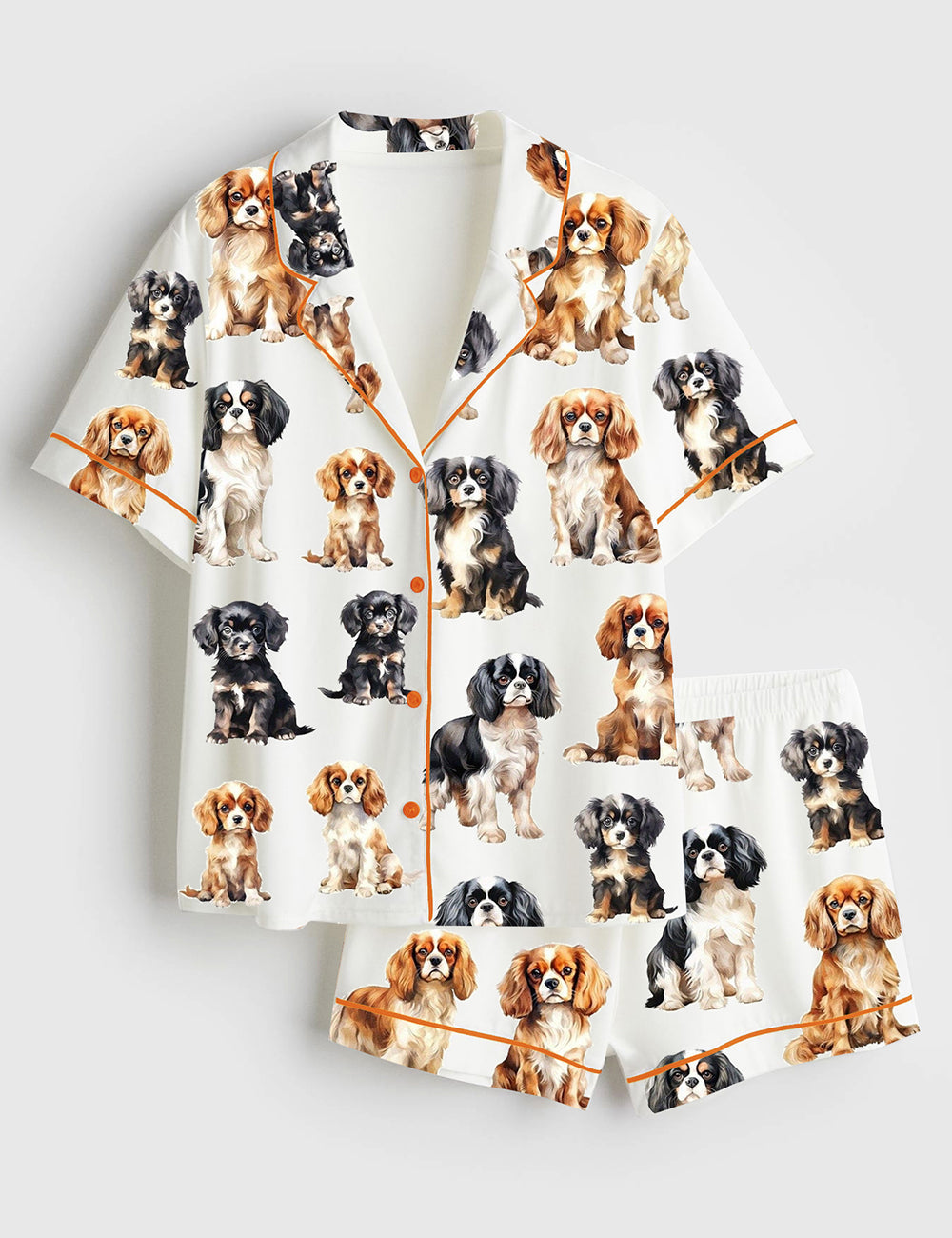 Women’s Cavalier King Charles Spaniel Short Sleeve Satin Pajama Set