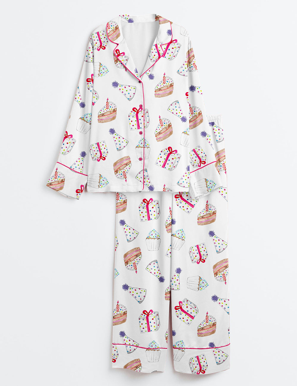 Women’s Birthday Party Long Sleeve Satin Pajama Set