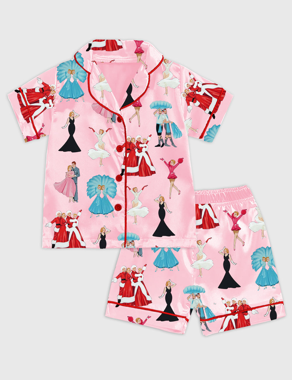 Kid's White Christmas Movie Satin Pajama Set
