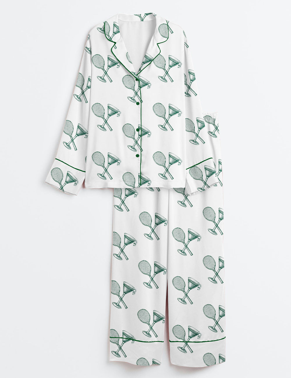 Women's Tennis Club Tennis Martini Long Sleeve Satin Pajama Set