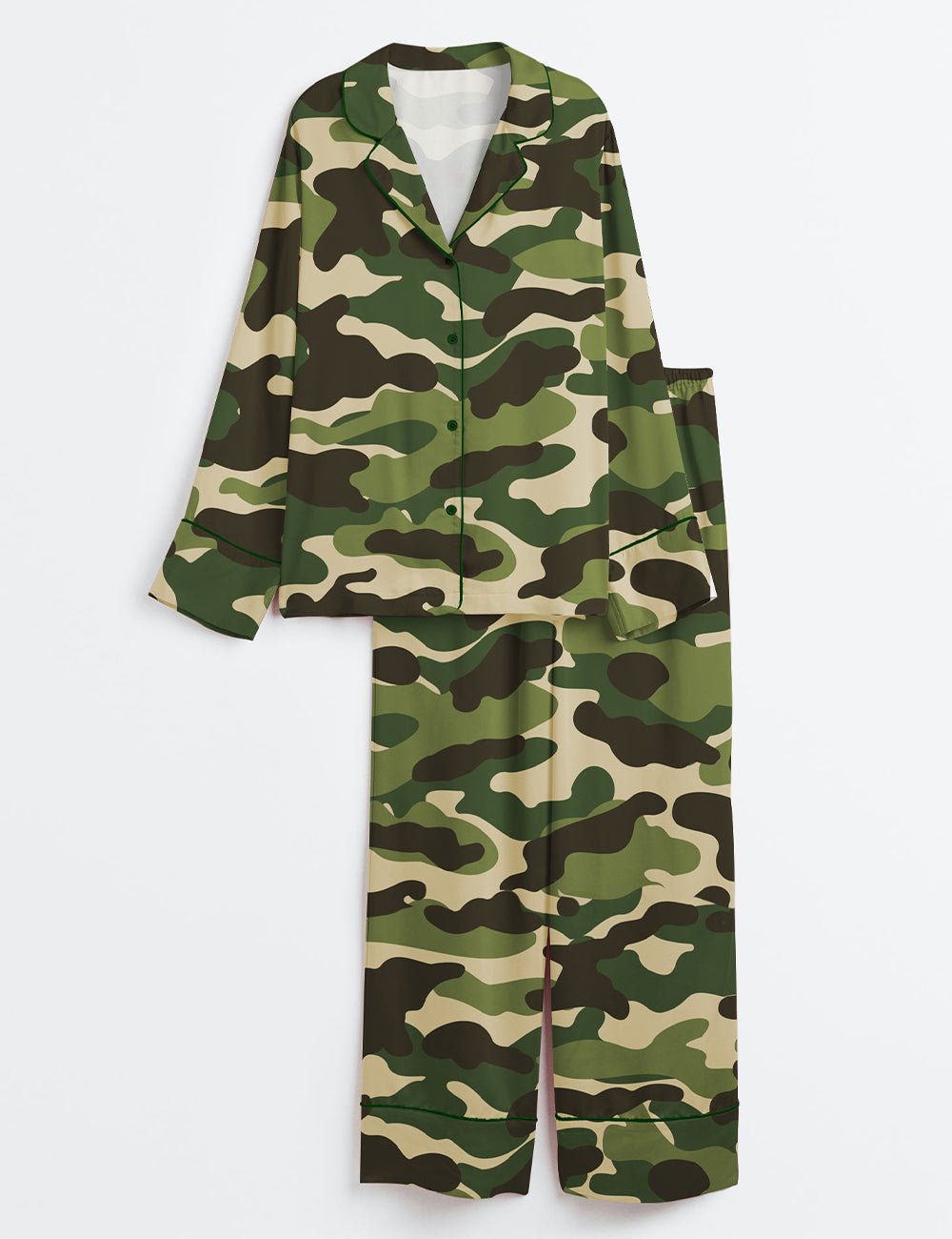 Women's Camouflage Long Sleeve Satin Pajama Set