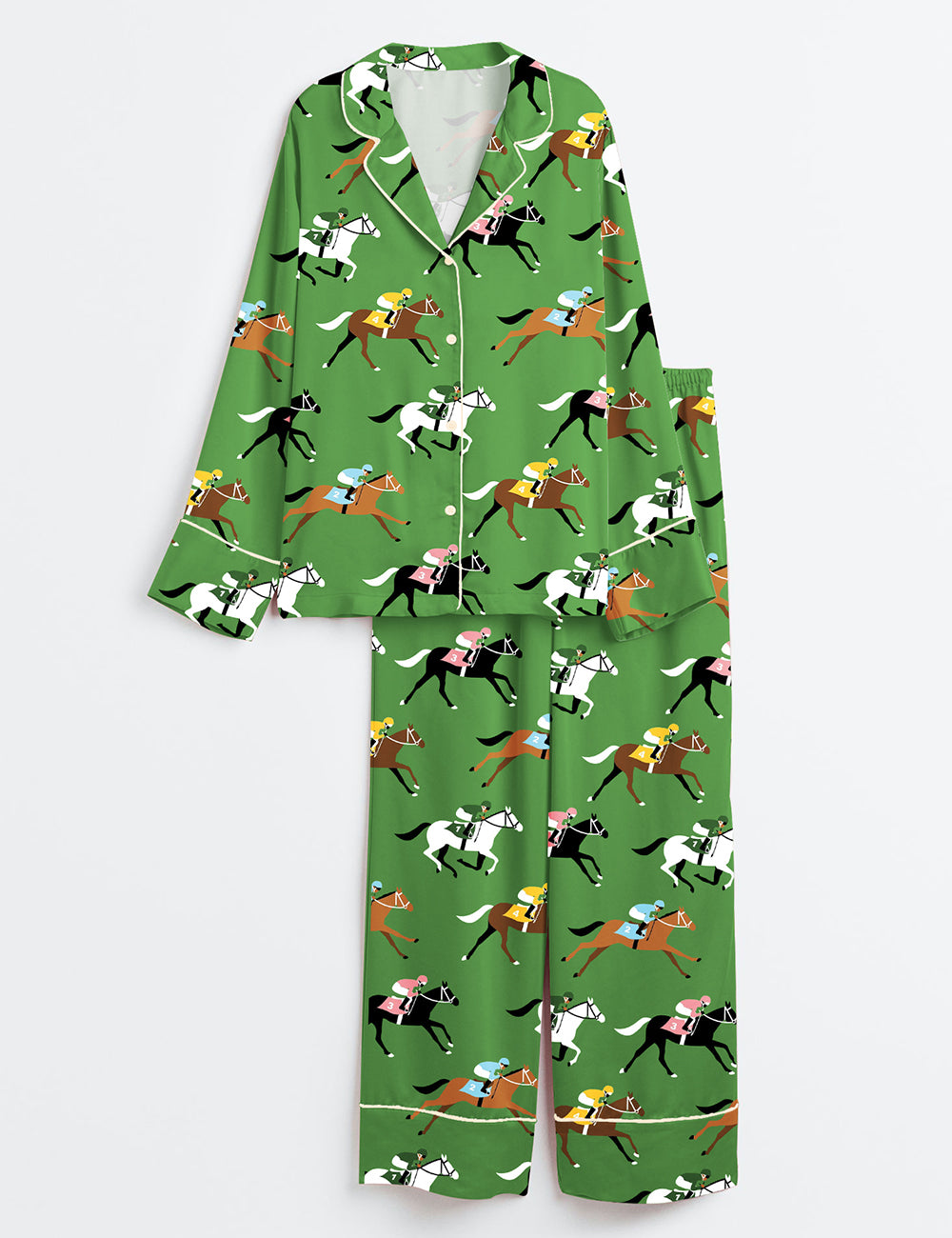 Women’s Kentucky Derby Day Long Sleeve Satin Pajama Set