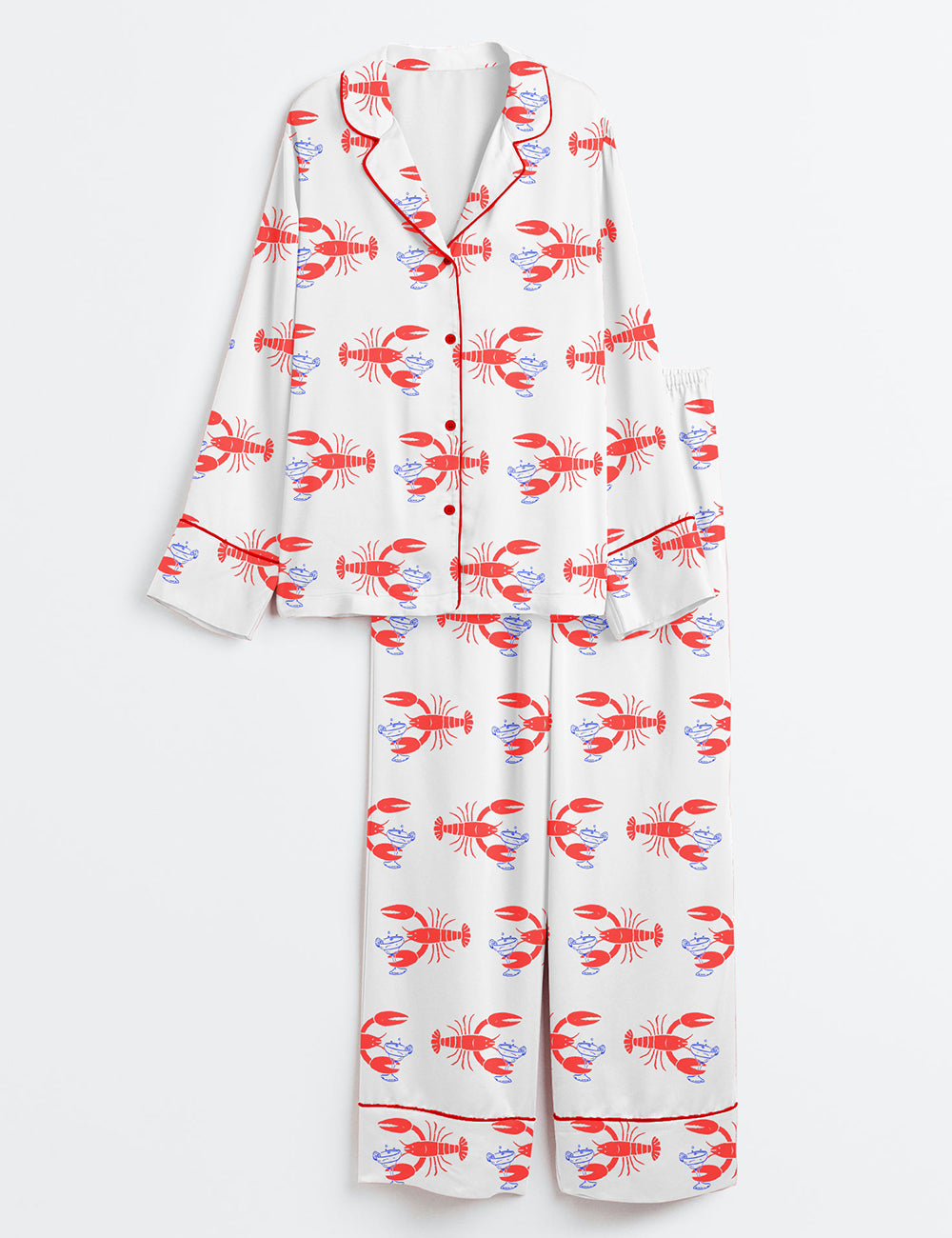 Women’s Lobster Loves Dirty Martini Long Sleeve Satin Pajama Set