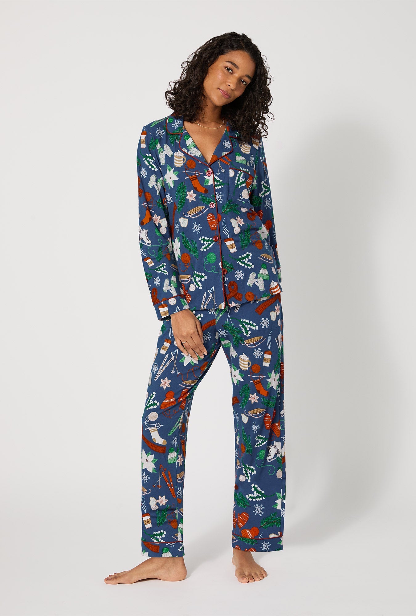 Winter Charm Long Sleeve Classic Stretch Jersey Pj Set