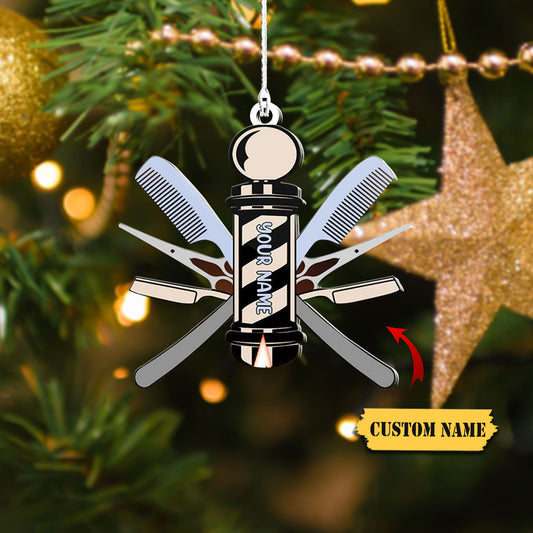 Barber Custom Ornament, Christmas Gift For Barber, Barber Shop Ornament, Custom Christmas Ornament, Ornament Christmas, Ornament For Gift