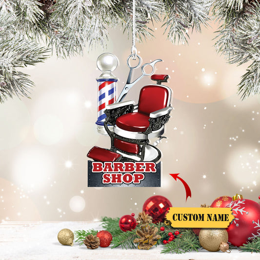 Personalied Barber Custom Ornament, Christmas Gift For Barber, Barber Shop Ornament, Custom Christmas Ornament, Ornament Christmas, Ornament For Gift