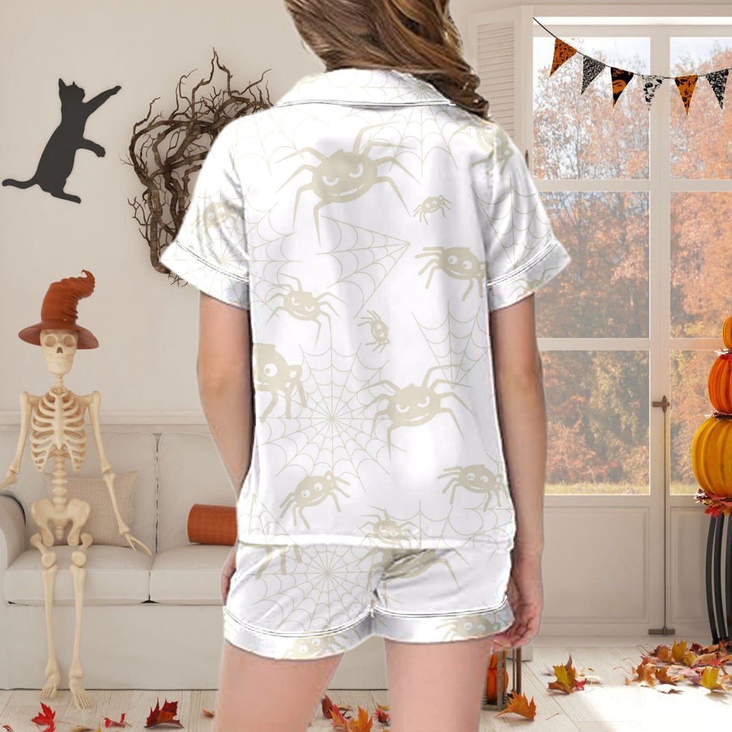 Toddler Baby Girl Halloween Pajama Short Sleeve Cute Pumpkin Print Pajamas Shorts, 2Pcs Halloween Pajamas Set Fall Sleepwear