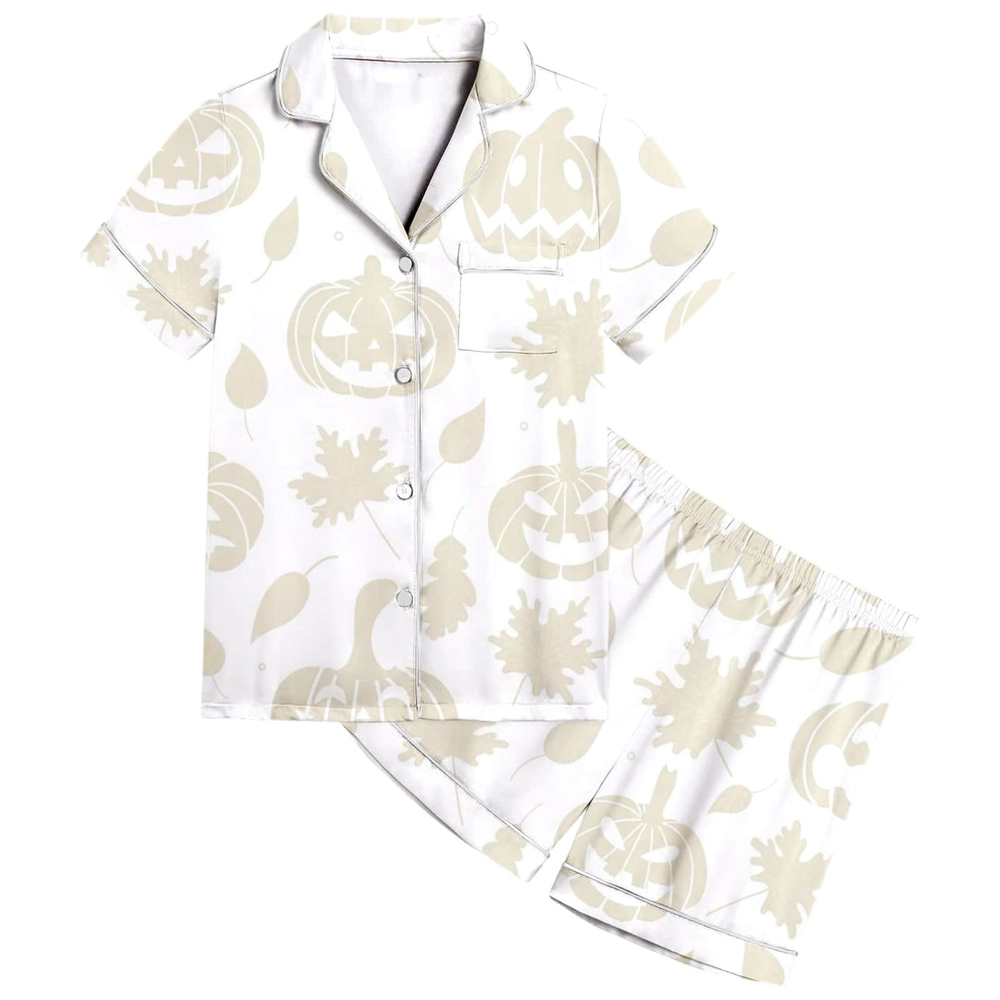 Toddler Baby Girl Halloween Pajama Short Sleeve Cute Pumpkin Print Pajamas Shorts 2Pcs Halloween Pajamas Set Fall Sleepwear Set_Light Purple_Toddler Baby Girls Halloween Outfits_2-3