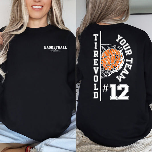 Custom color basketball mom shirts, Personalized basketball Shirt, Game Day, Name and Number basketball Sweatshirt, basketball Dad Tshirt