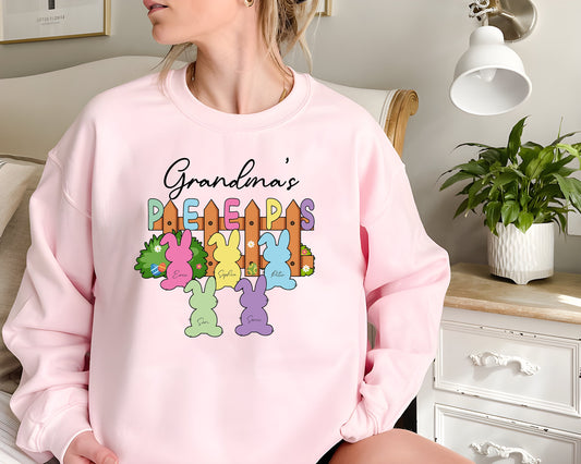 Custom Easter Grandma Sweatshirt, Granma's Peeps Shirt, For Grandma, Grandma Easter Shirt With Grandkids Names, Granny Shirt for Easter Day