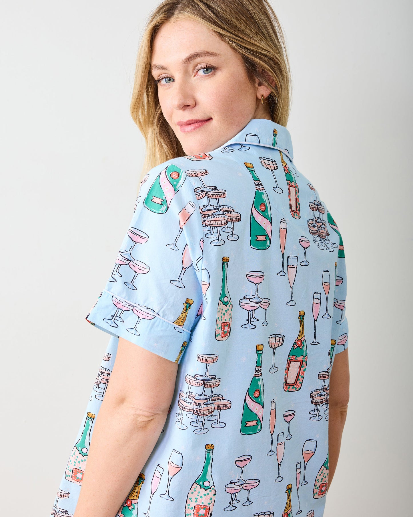 Champagne Tower - Short Pajama Set - Soft Blue