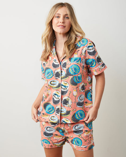 Champagne & Caviar - Short Pajama Set - Salmon