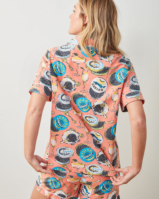 Champagne & Caviar - Short Pajama Set - Salmon
