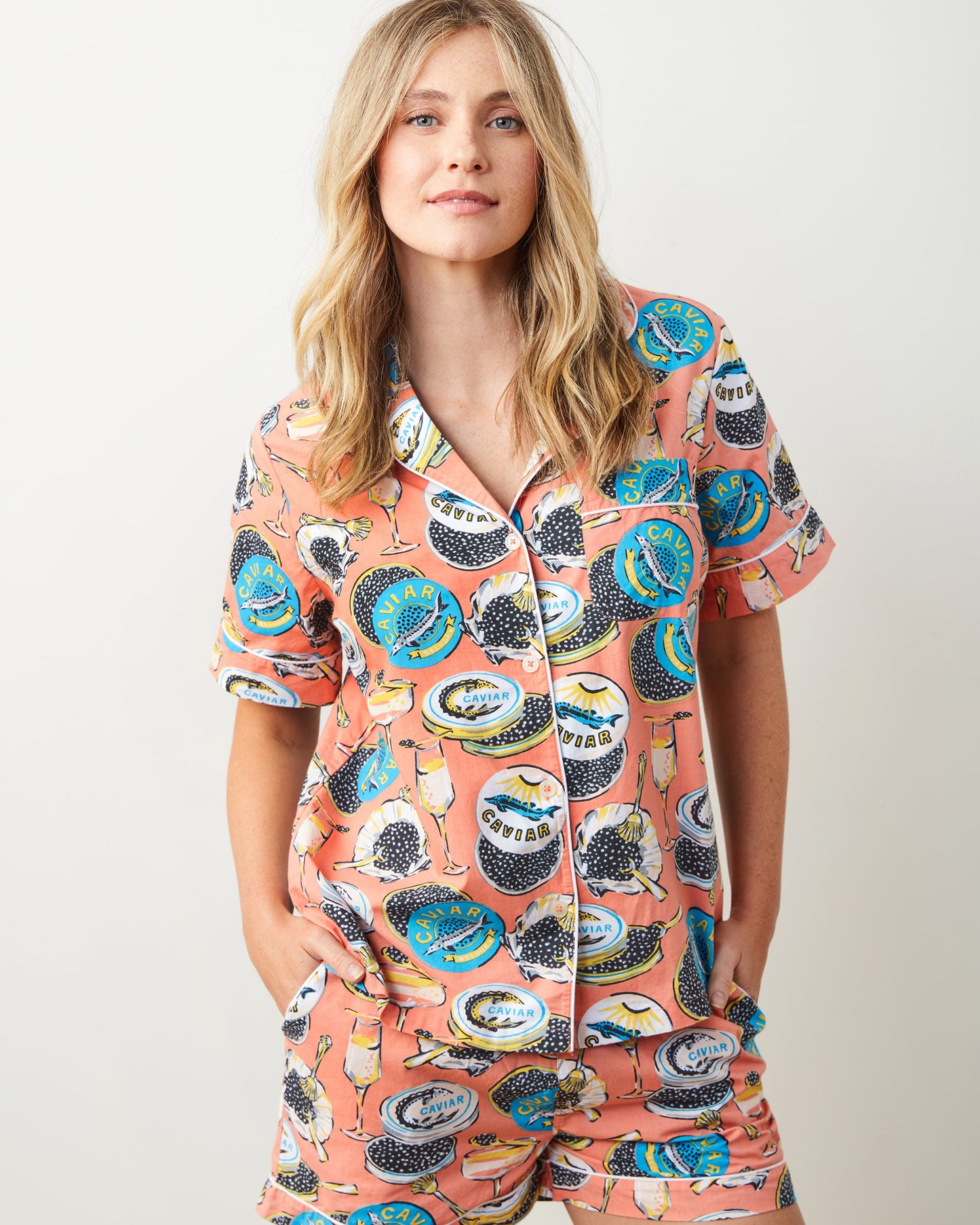 Champagne & Caviar - Short Pajama Set - Salmon