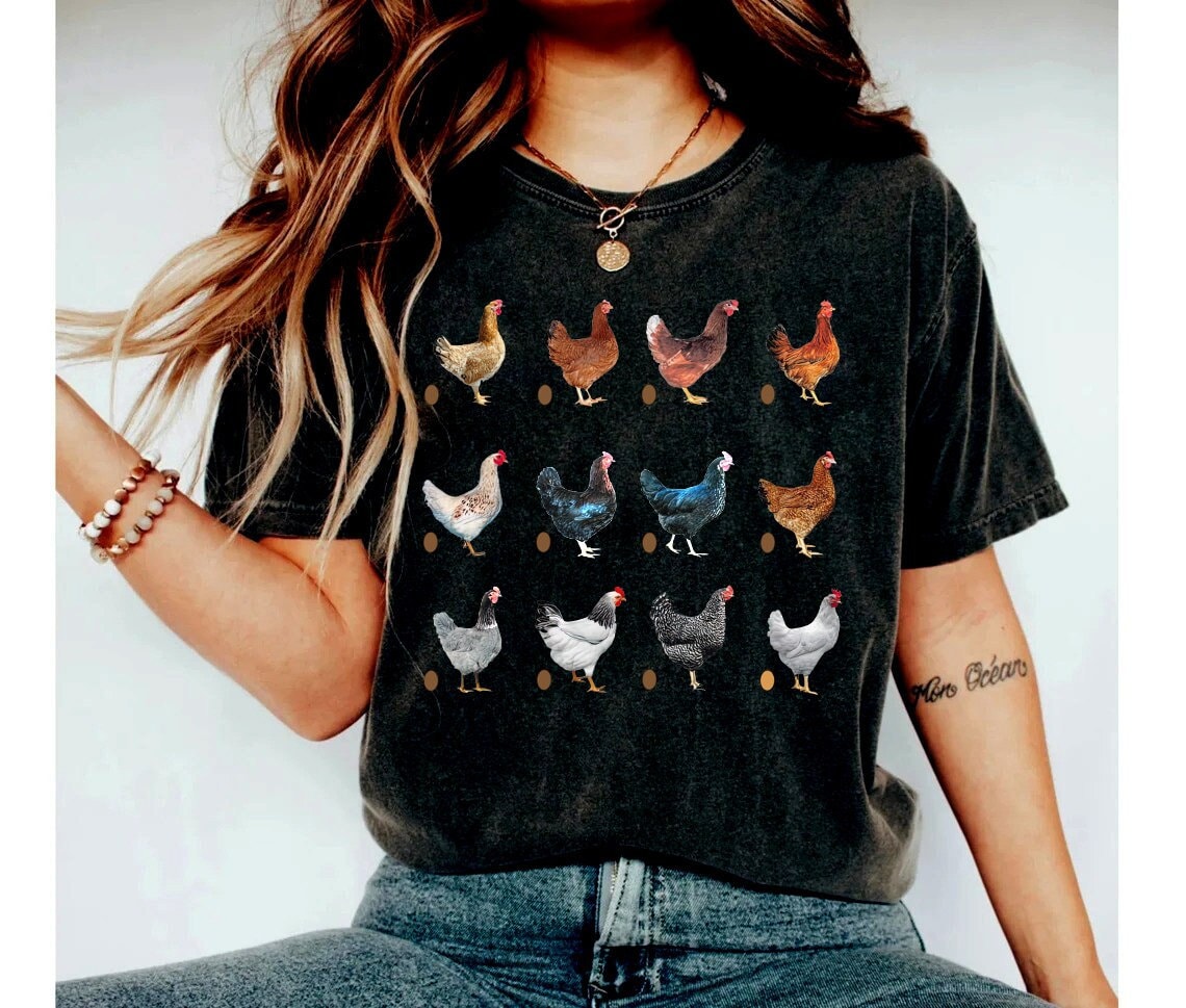 Chicken Breeds Shirt for Women, Chicken Tee Gift for Her, Farm Shirt, Chicken Shirt Gift for Mama, Farming Tee for Mama, Chicken Lover shirt