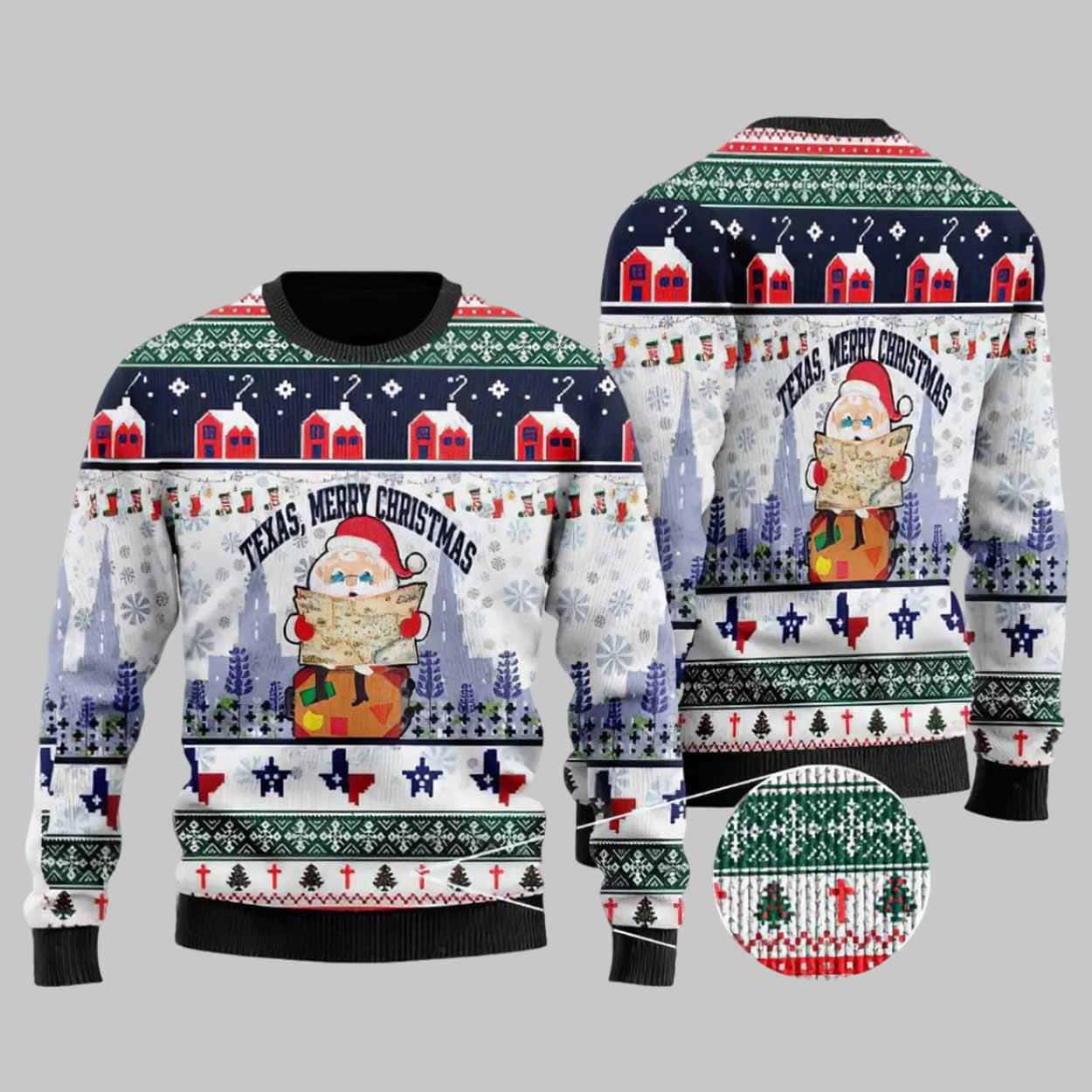 Christmas Patterns And Lovely Santa Claus Texas Merry Christmas Gift For Christmas Ugly Christmas Sweater