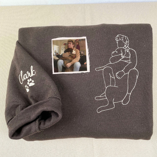 Custom Embroidered Dog Dad Sweatshirt or Hoodie, Personalized Dog Dad Gifts with Photo
