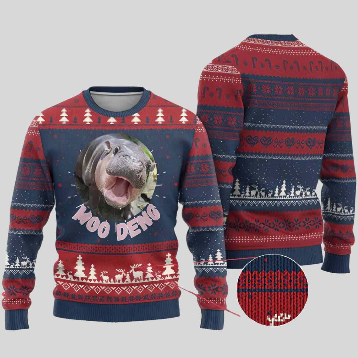 Cute Pygmy Hippopotamus Bouncy Pig Ugly Christmas Sweater