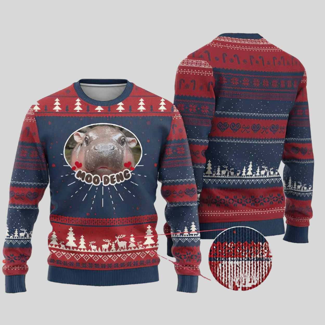 Cute Pygmy Hippopotamus Meme Ugly Christmas Sweater