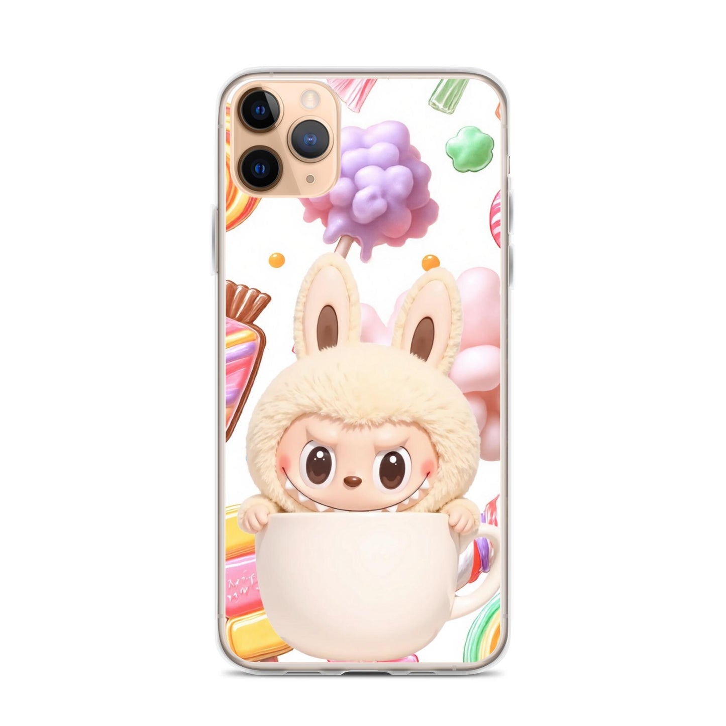 Cute Labubu character candies background Clear Phone Case
