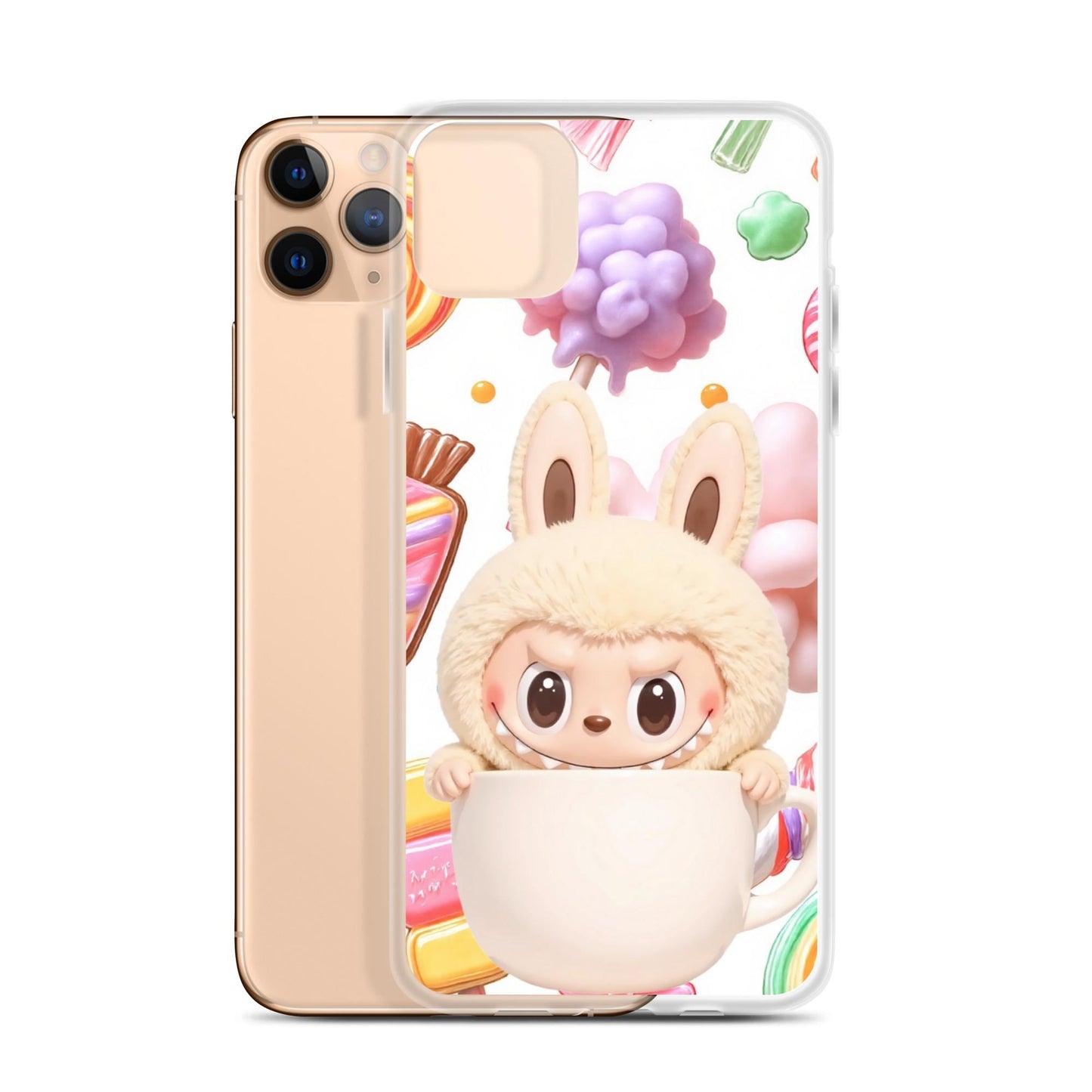 Cute Labubu character candies background Clear Phone Case